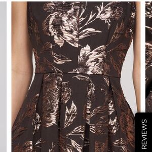 Kay Unger Brown floral Jacquard gown. THEODORA GOWN